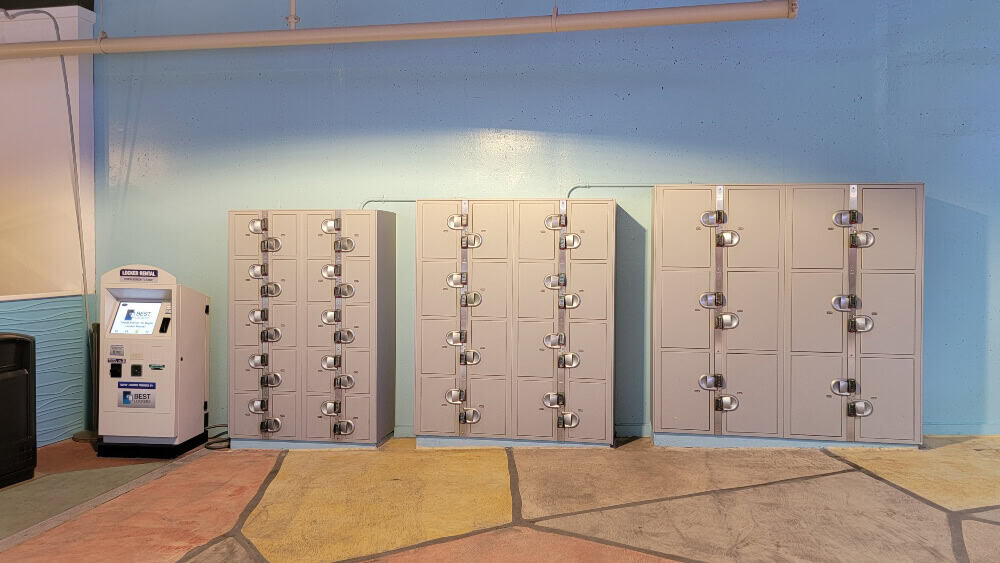 A row of various sized lockers at Camelback Aquatopia