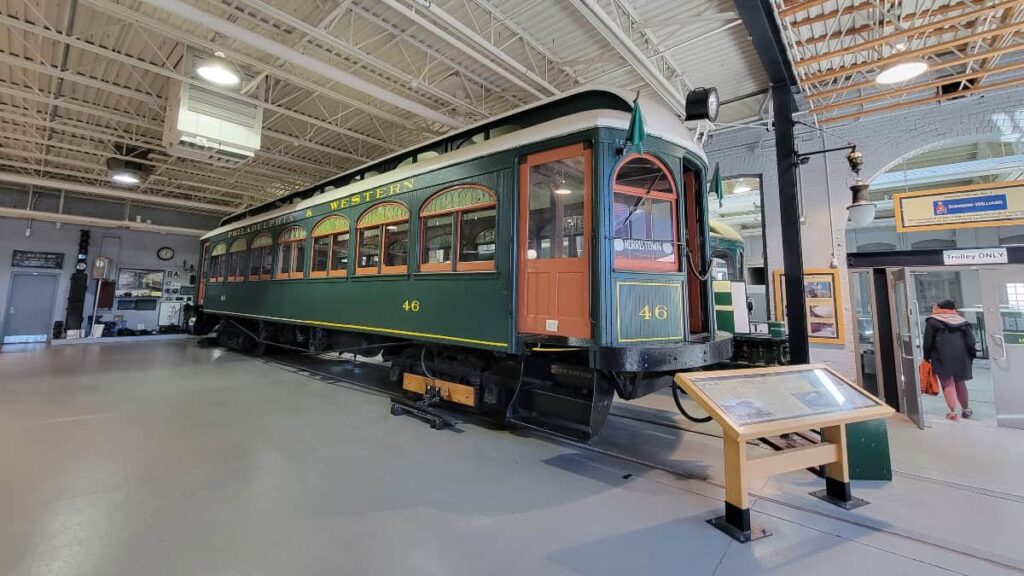 An old trolley sits inside the Electric Trolley Museum in Scranton